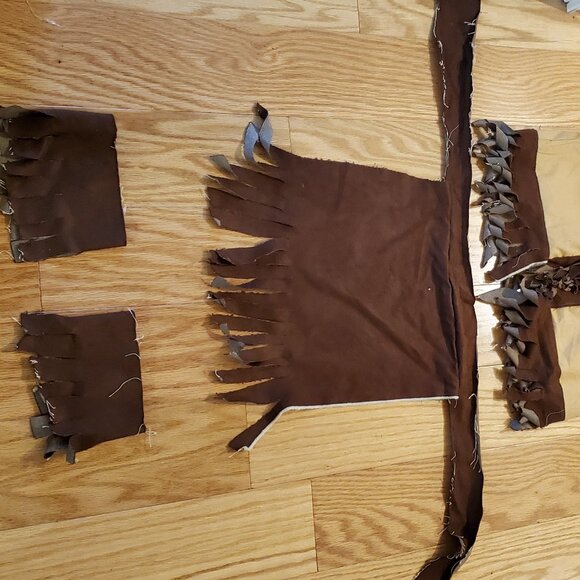 Child's Indian Halloween Costume Handmade Dress-Up Top, Loin Cloth, Ankle Fringe - Picture 4 of 15